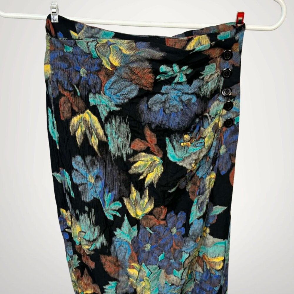 Ports International Vintage Floral Midi Skirt Made in Hong Kong